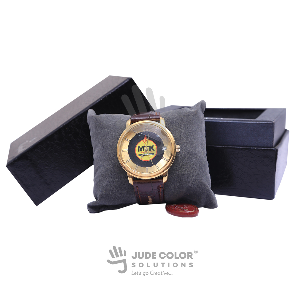 Custom Dial Gold-Tone Leather Watch
