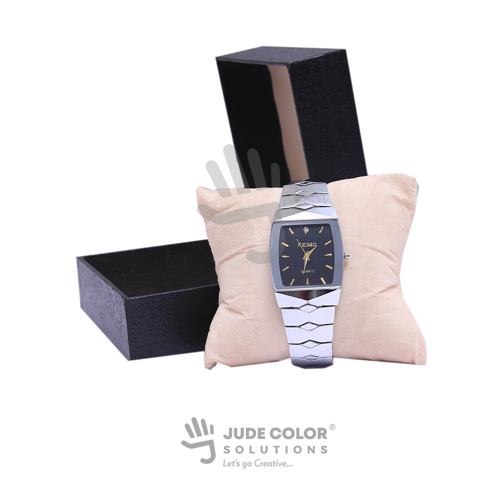 Silver Rectangular Dial Stainless Steel Watch