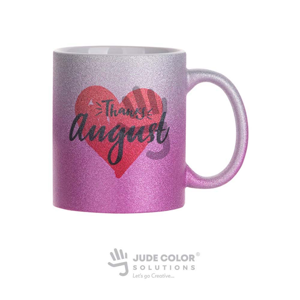 Gradient glitter mug Silver and purple